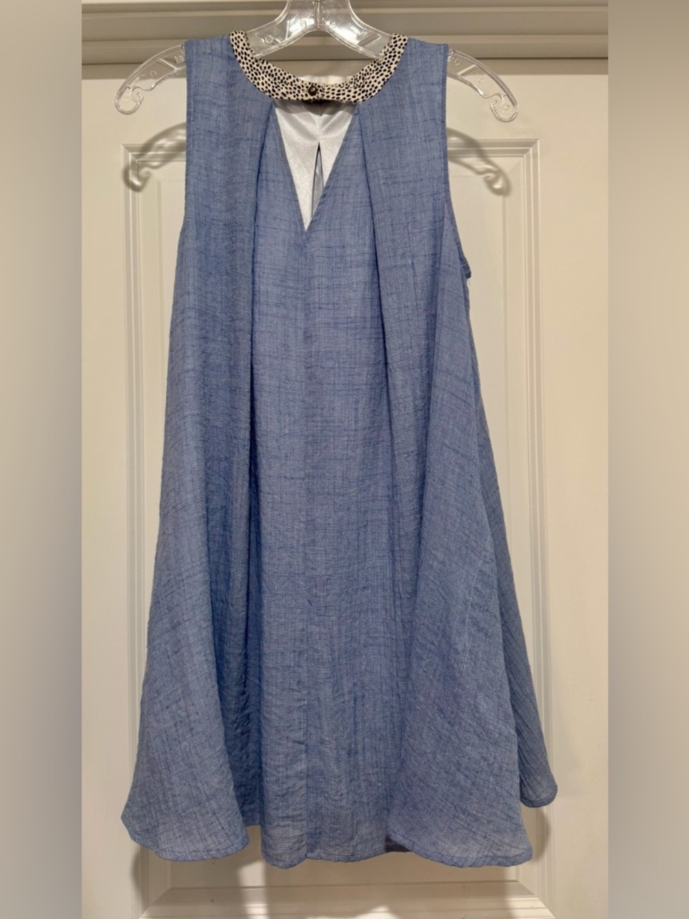 THML Blue‎ Sleeveless Swing Dress with Leopard Print Collar Size S